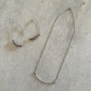 Silver & Amethyst Earring & Necklace Set